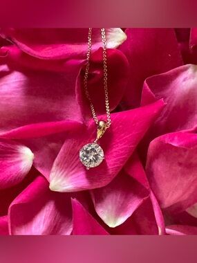 Express Gold-Tone Pendant Necklace with Clear Stone